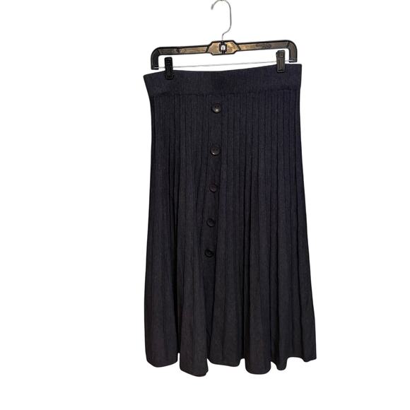 Premise Dark Grey Knit Button Sweater Midi Skirt Wide Rib High Waist Medium - Picture 1 of 8